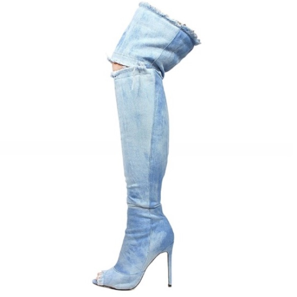Liliana Light Blue Over-the-Knee Boots